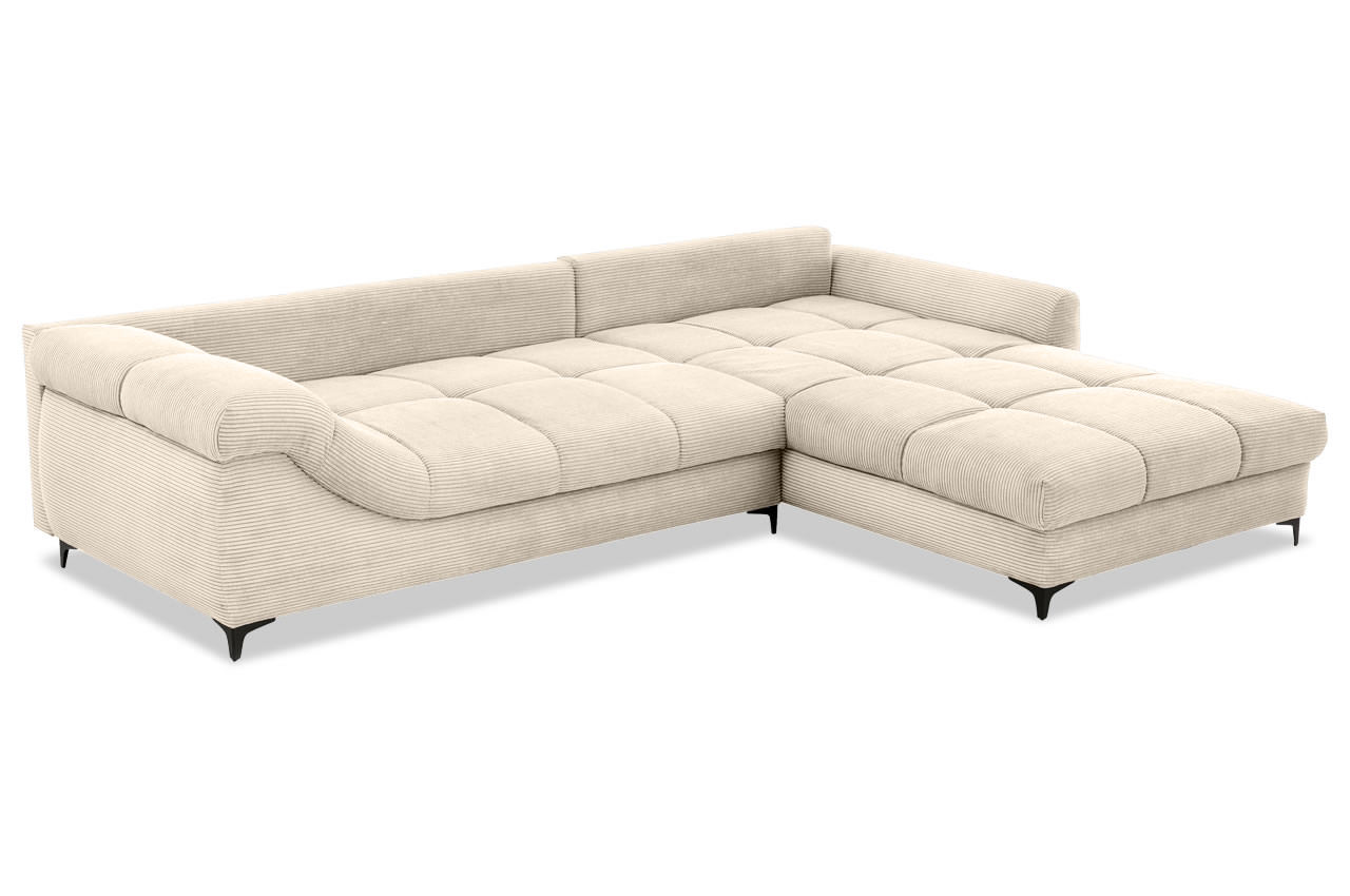 ronaldo ecksofa recamiere rechts cord stripes 8622 creme ohne kissen