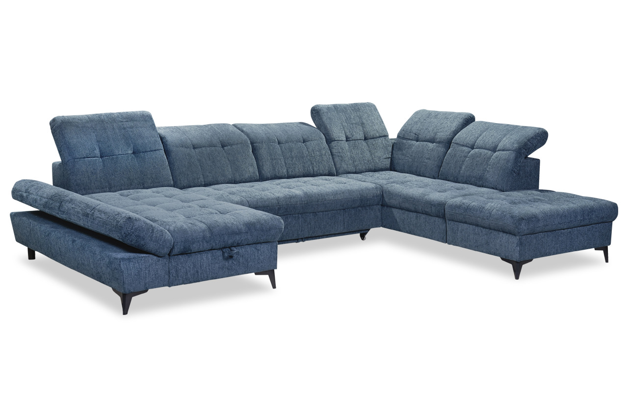 wohnlandschaft mercy rechts stoff ravello 16 blaugruen fuesse schwarz