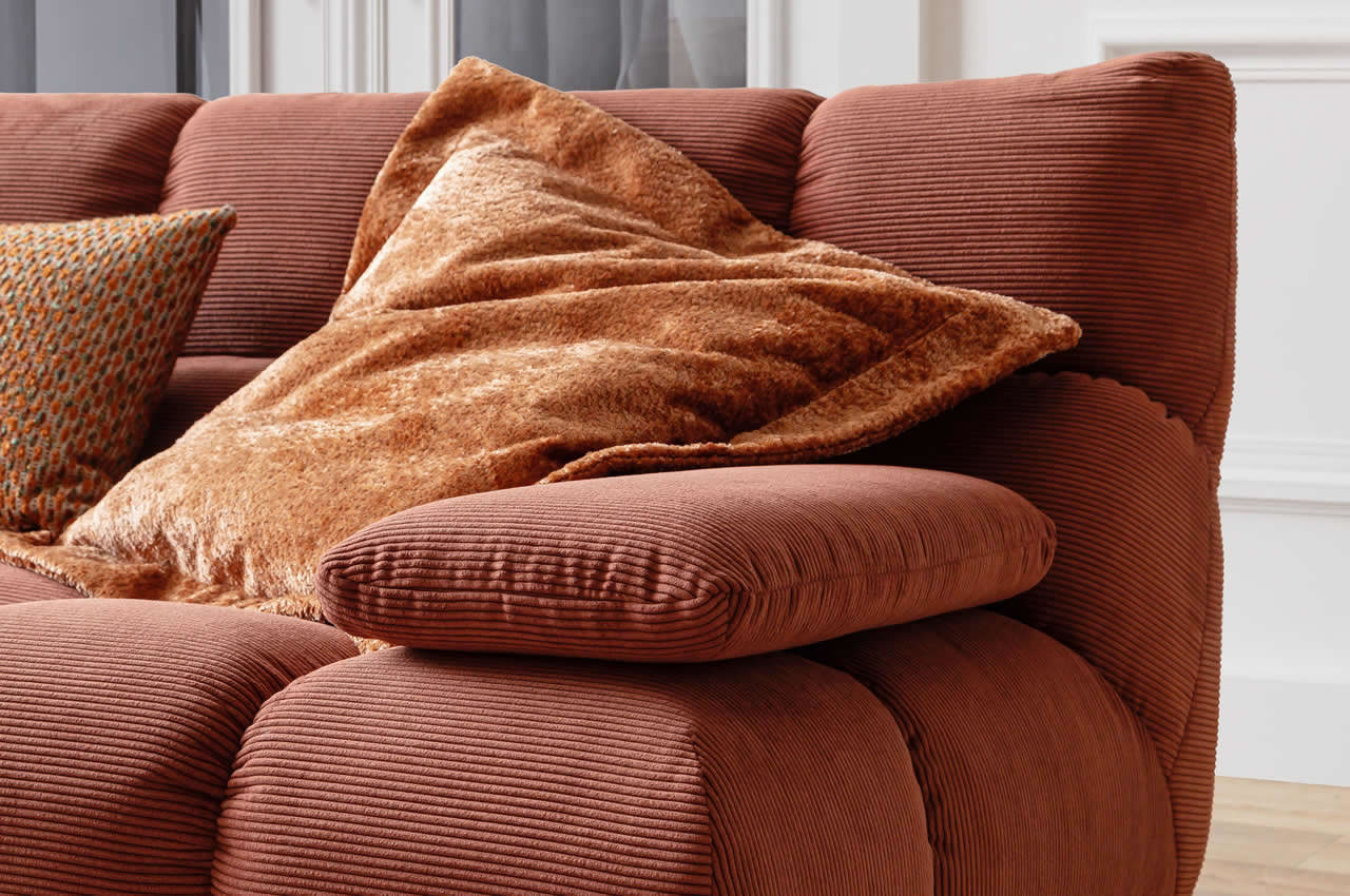 graceland candy ecksofa links feincord rusty detailbild armlehne