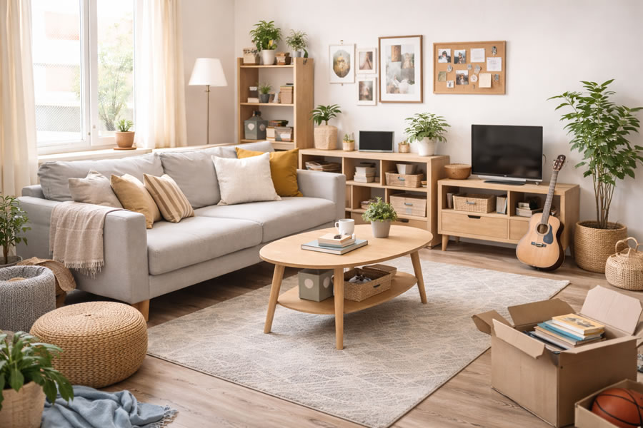 Wohnzimmer günstig einrichten und clevere Planung für kleines Budget