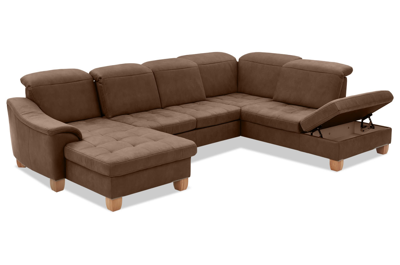 pp la16029 wohnlandschaft rechts taurus tabak ambiente detailbild bettkasten