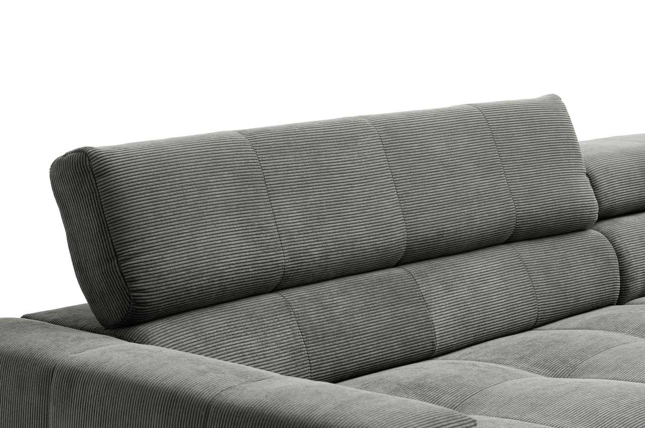 cleveland ecksofa rechts feincord anthrazit detailbild kopfteilverstellung