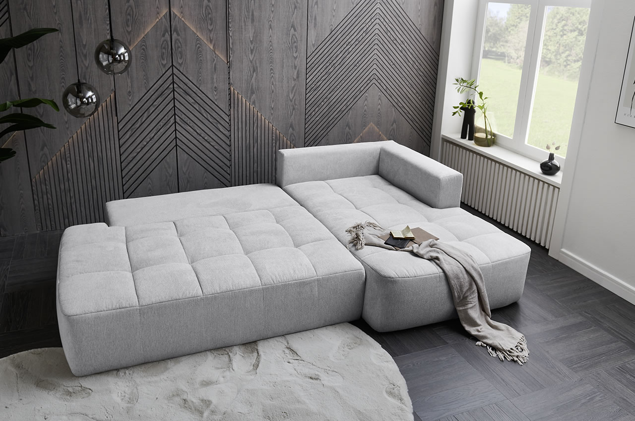 nami ecksofa rechts aragon 80 silber milieubild mit schlaffunktion nami ecksofa rechts aragon 80 silber milieubild mit schlaffunktion