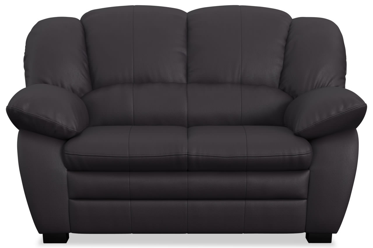 casino 2 er sofa von cotta echtleder pampas m9003 schwarz frontansicht