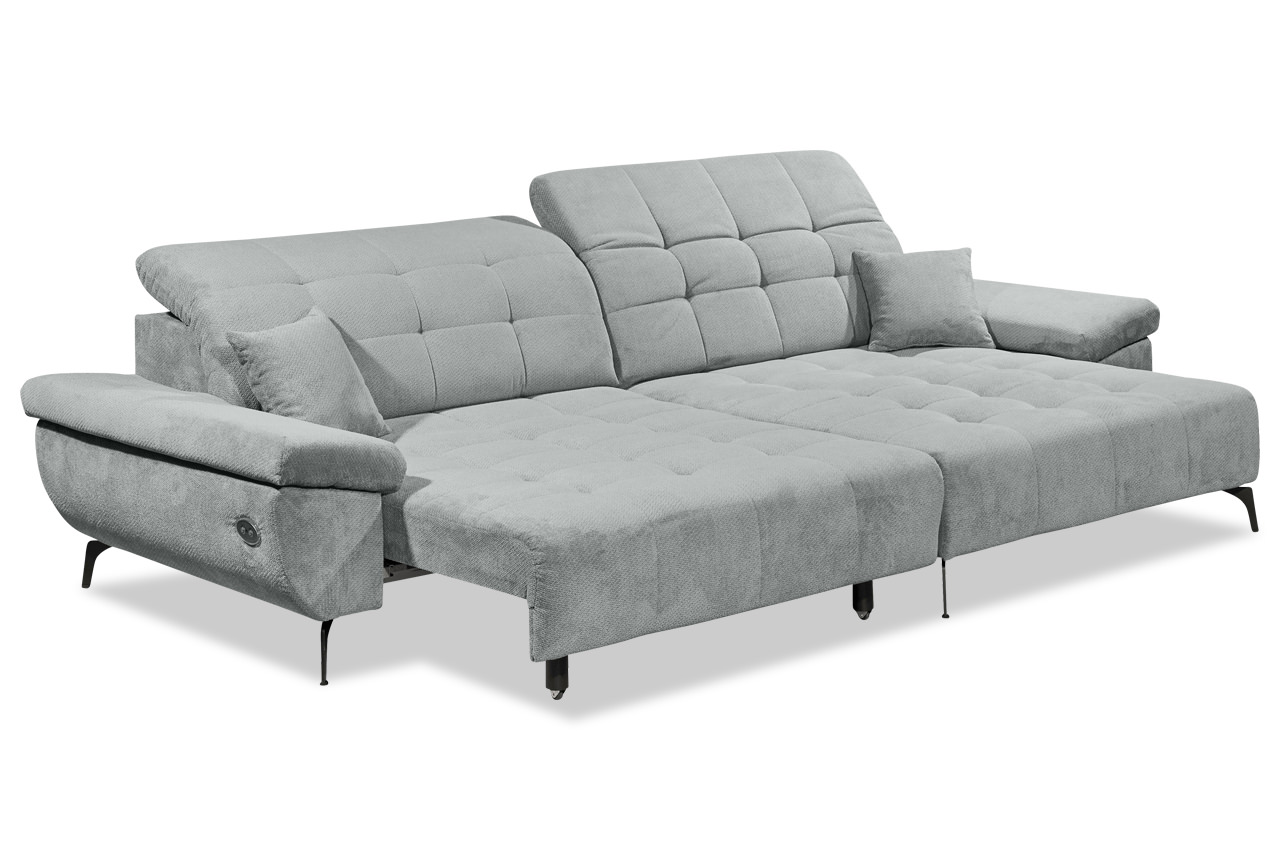 trogir ecksofa rechts stoff vinci 07 silber schlaffunktion seitliche ansicht