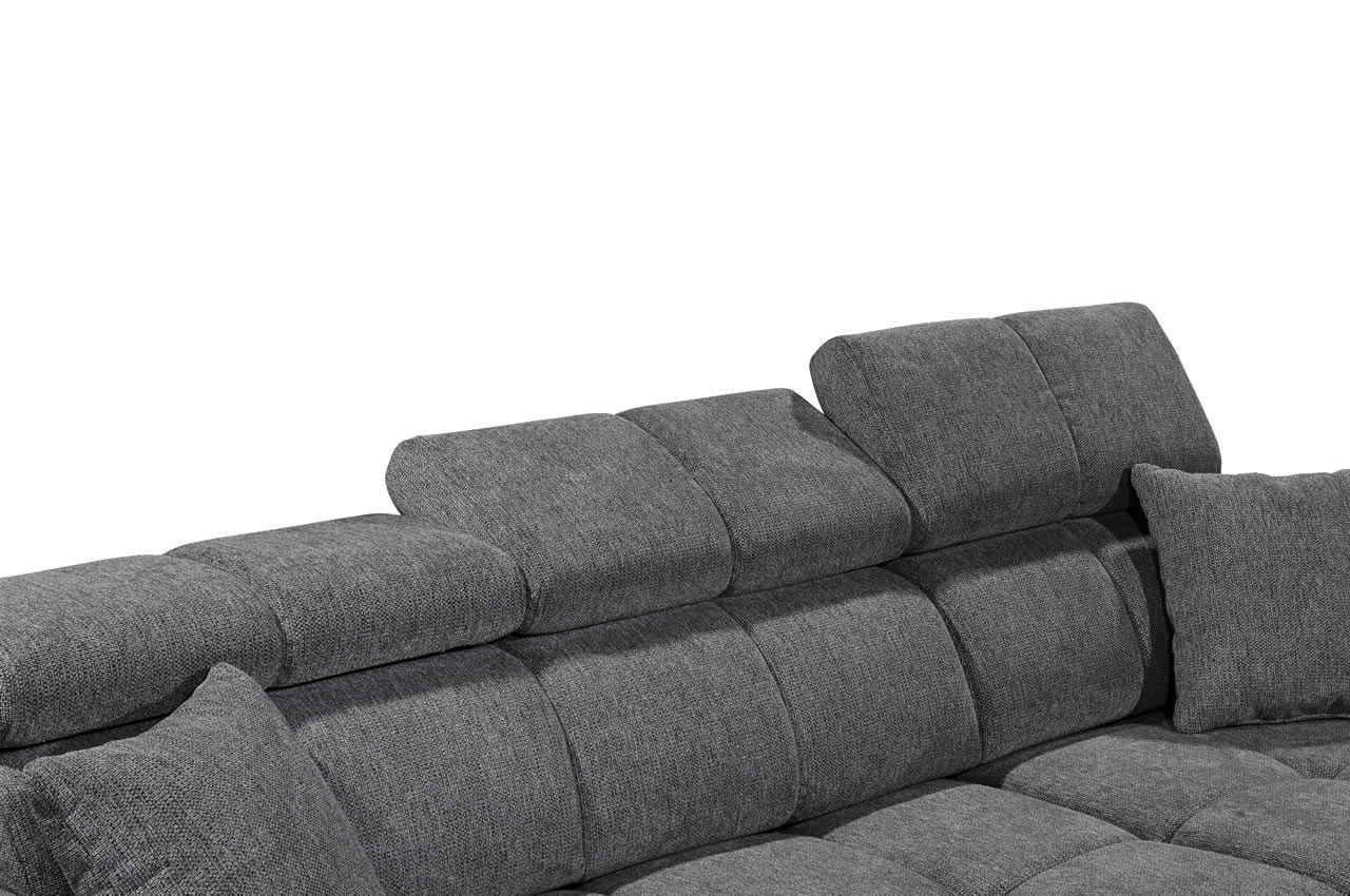 Ecksofa Sydney 2 rechts Glow 19 Anthrazit Kopfteil Detail