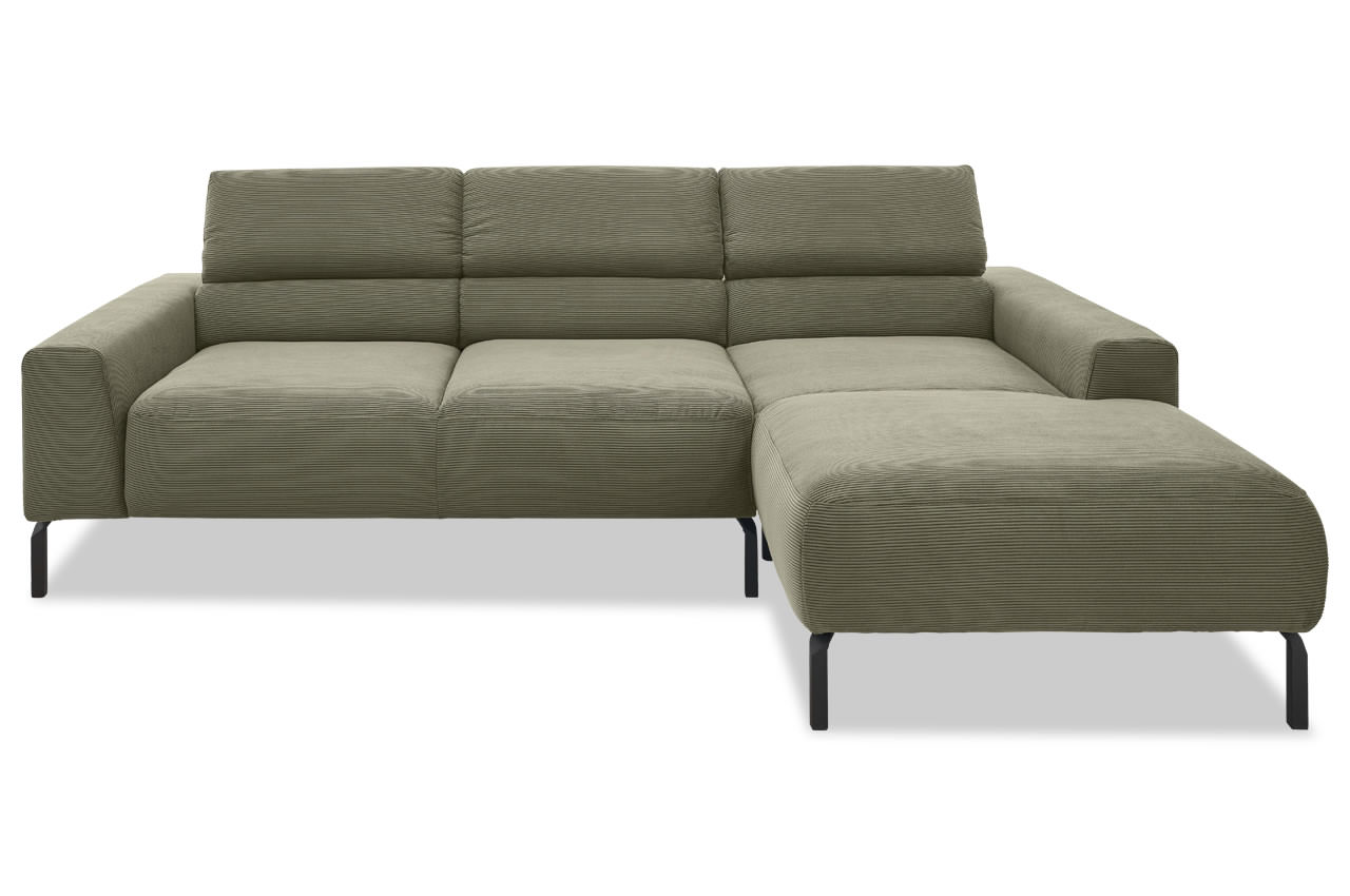 spring ecksofa mit recamiere rechts feincord olive frontansicht spring ecksofa mit recamiere rechts feincord olive frontansicht