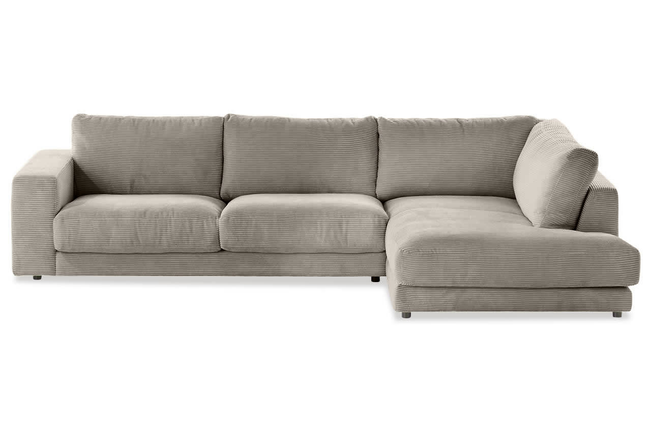 high end ecksofa rechts cord taupe frontansicht