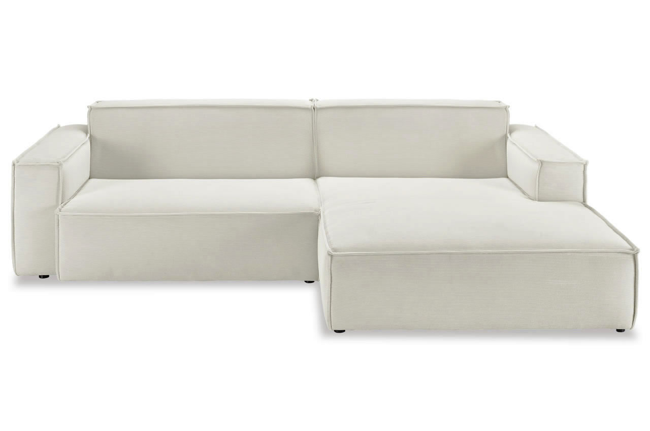 upper east ecksofa longchair rechts feincord weiss frontansicht