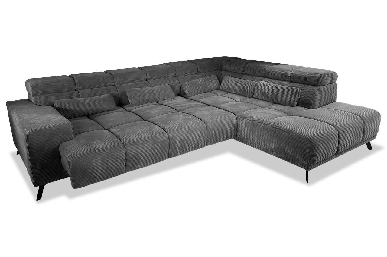 inside ecksofa rechts cord lincoln 90 dunkelgrau sitztiefenverstellung
