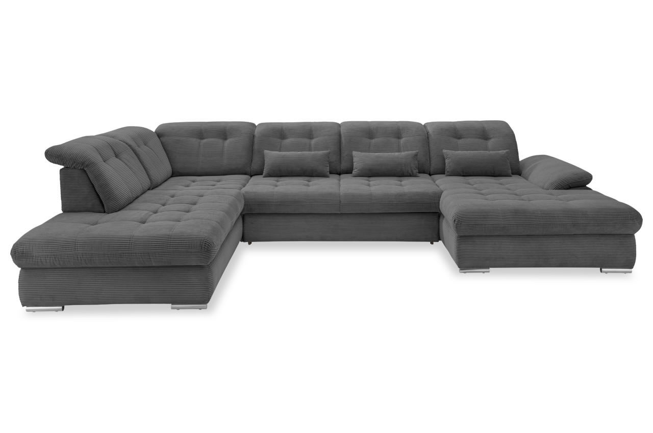 rigatti benformato wohnlandschaft links cordstoff 4801 anthrazit frontansicht