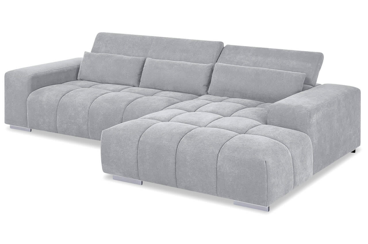 cotta orion ecksofa mit recamiere rechts f009 grau kopfteilverstellung mit kissen