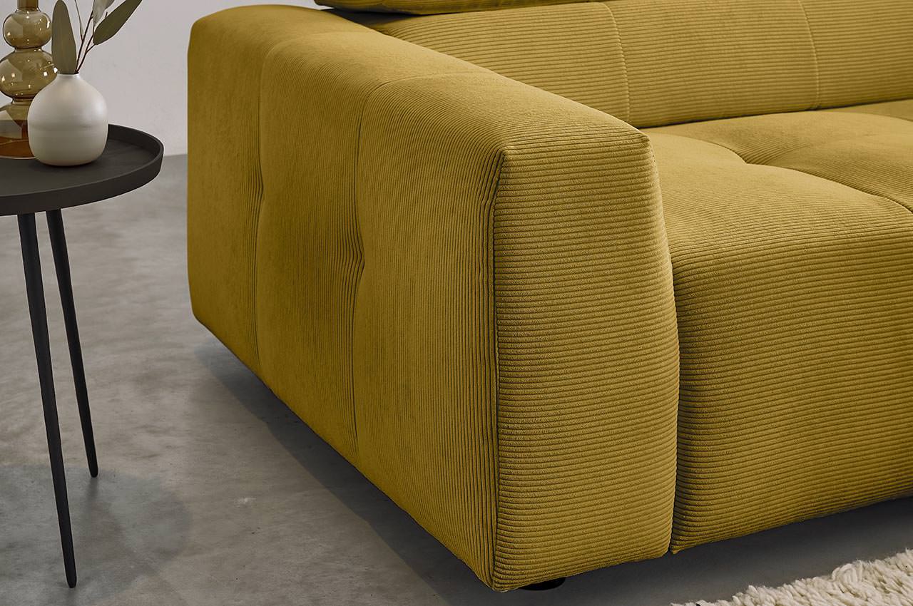 denver ecksofa recamiere rechts feincord pistazie detailbild armlehne