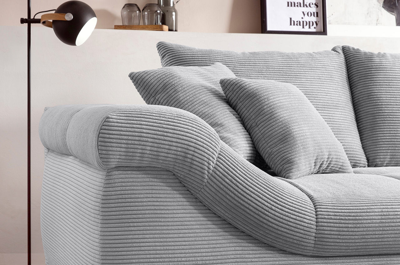 ronaldo ecksofa recamiere rechts cord stripes 8637 grau detailbild armlehne