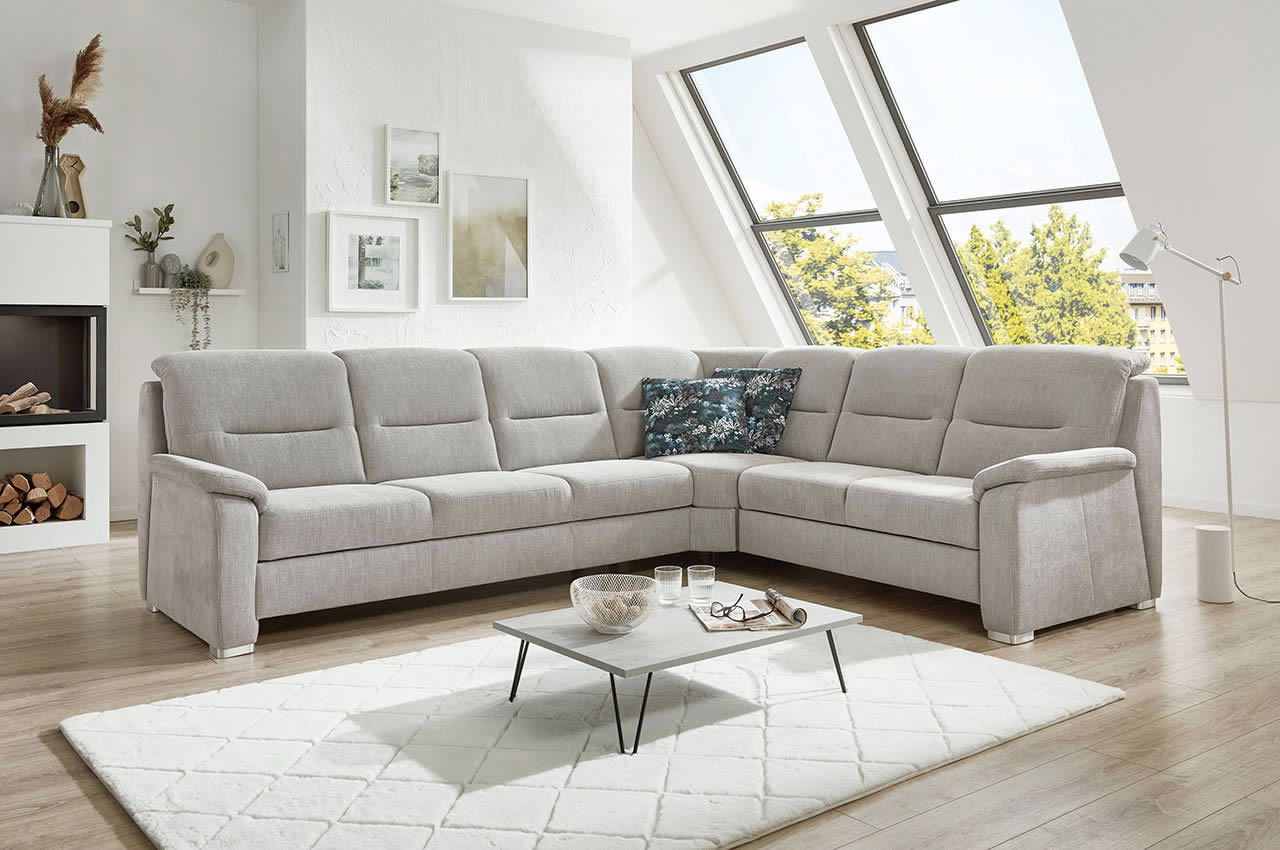 pp hs10002 ecksofa links long life easy platin milieubild mit dekokissen
