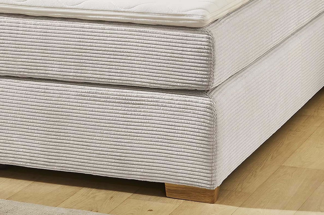 romy boxspringbett 180x200 cord 426 07 beige detailbild fuss