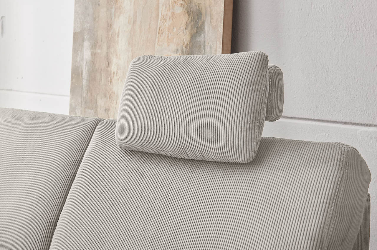 pp la24122 ecksofa rechts feincord stone detailbild kopfstuetze