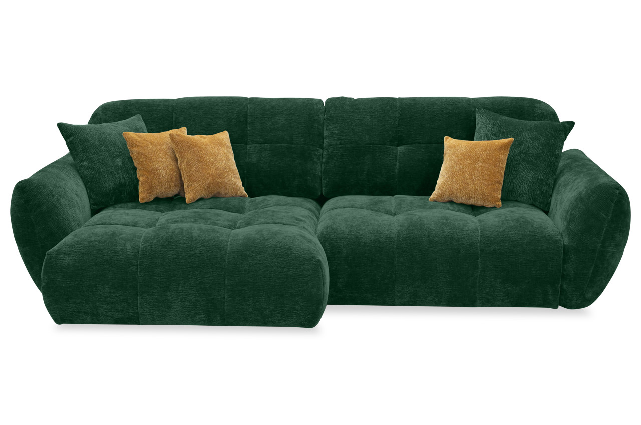 ecksofa nivo links stoff cloud a063 dunkelgruen frontansicht mit kissen ecksofa nivo links stoff cloud a063 dunkelgruen frontansicht mit kissen