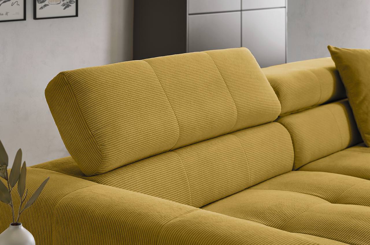 denver ecksofa recamiere rechts feincord pistazie detailbild kopfteilverstellung
