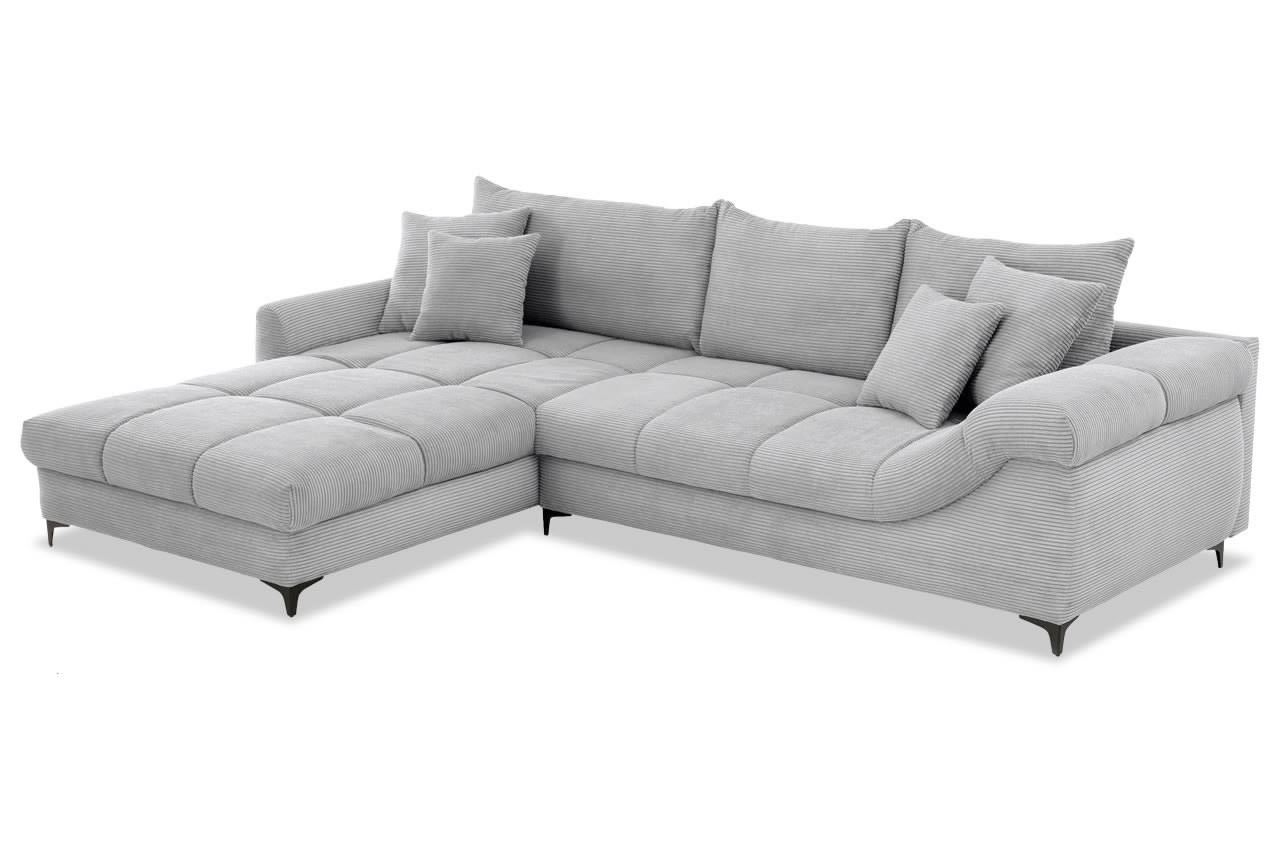 ronaldo ecksofa recamiere links cord stripes 8637 grau