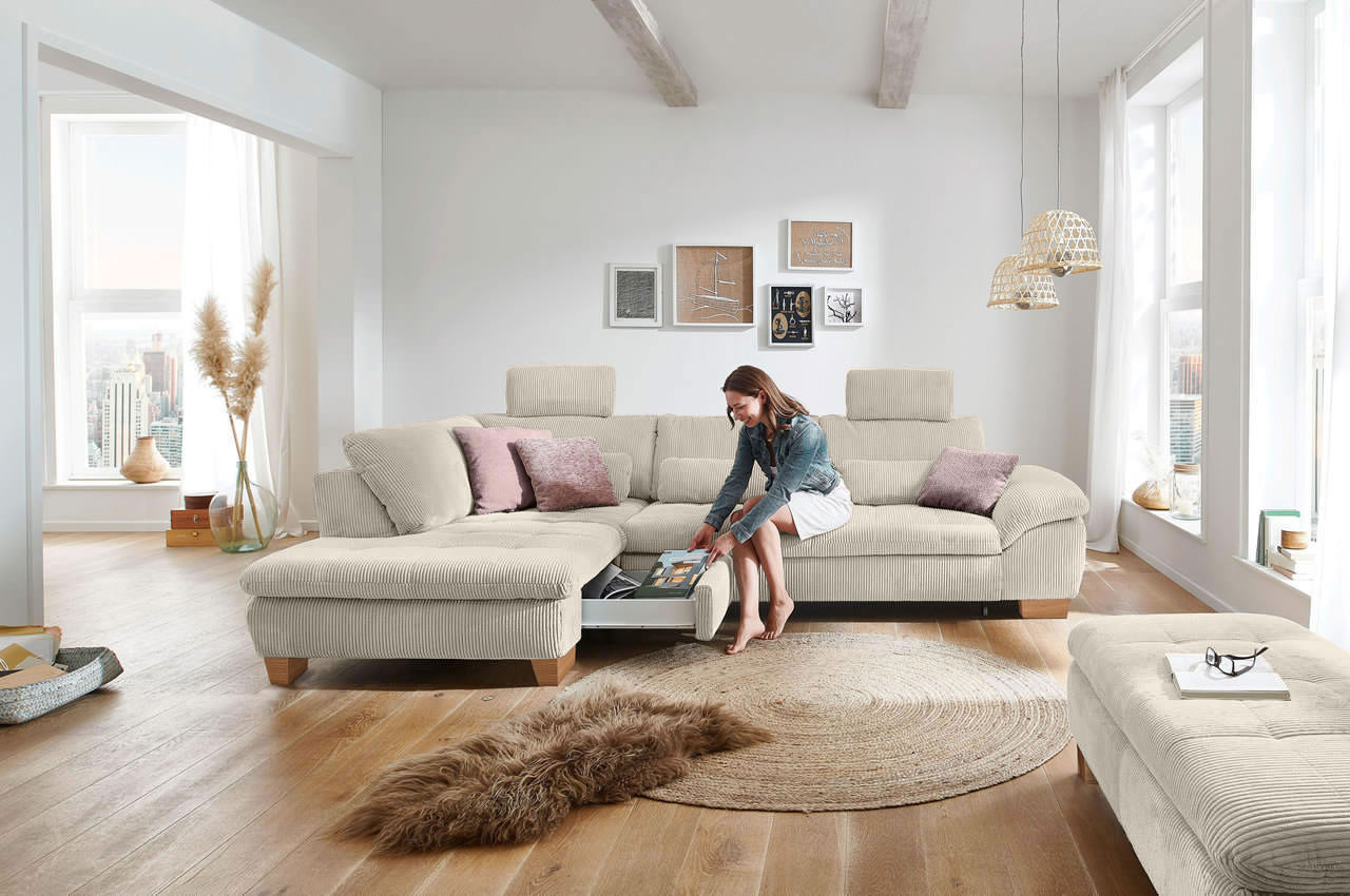 mp in14007 ecksofa links cord beige milieu bettkasten mp in14007 ecksofa links cord beige milieu bettkasten