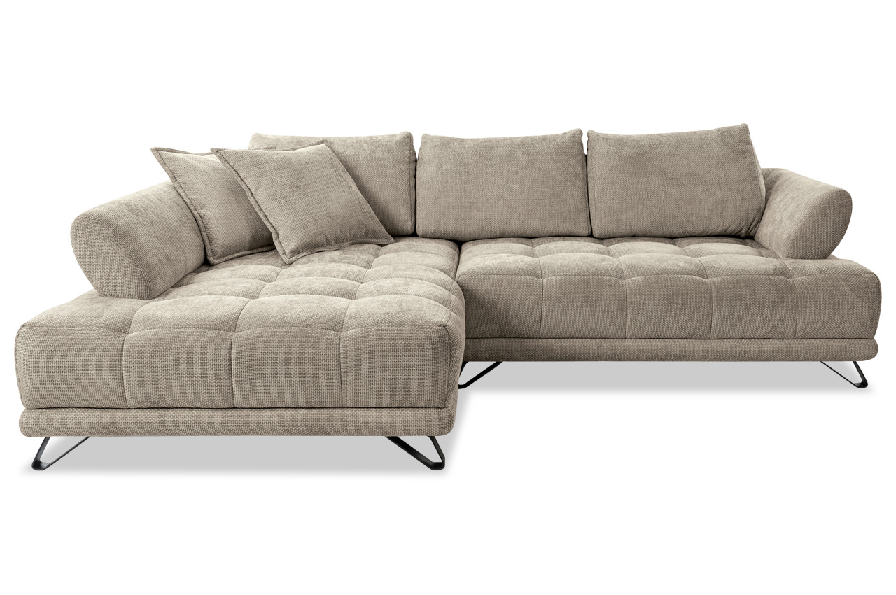 vinci ecksofa links stoff flow 02 taupe frontansicht