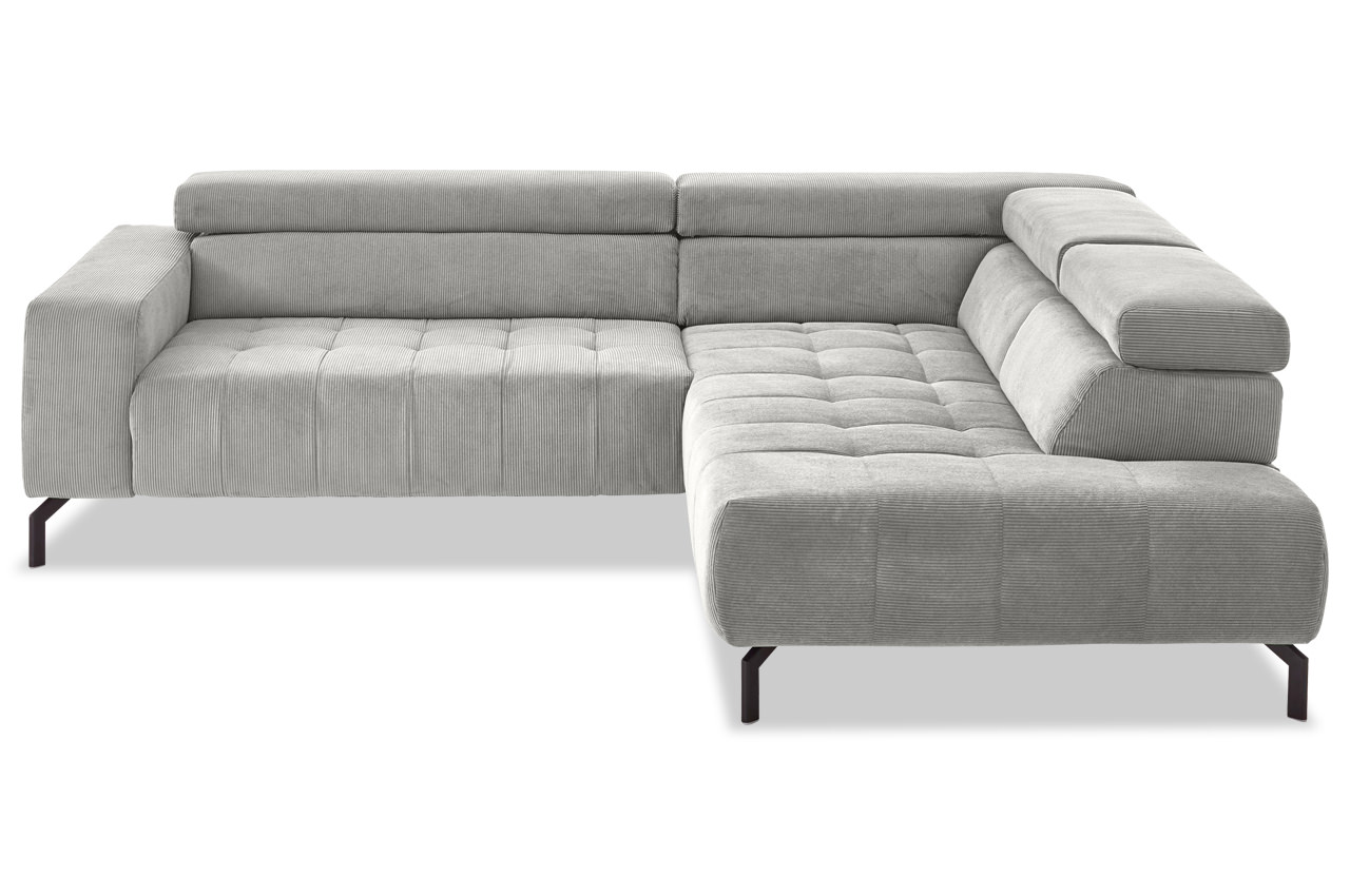 mp in25098 ecksofa rechts feincord silber frontansicht