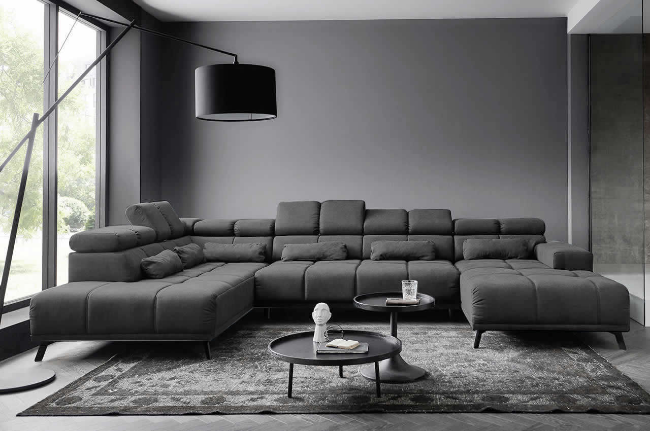 wohnlandschaft speed links stoff rocco 126 dunkelgrau milieubild frontansicht