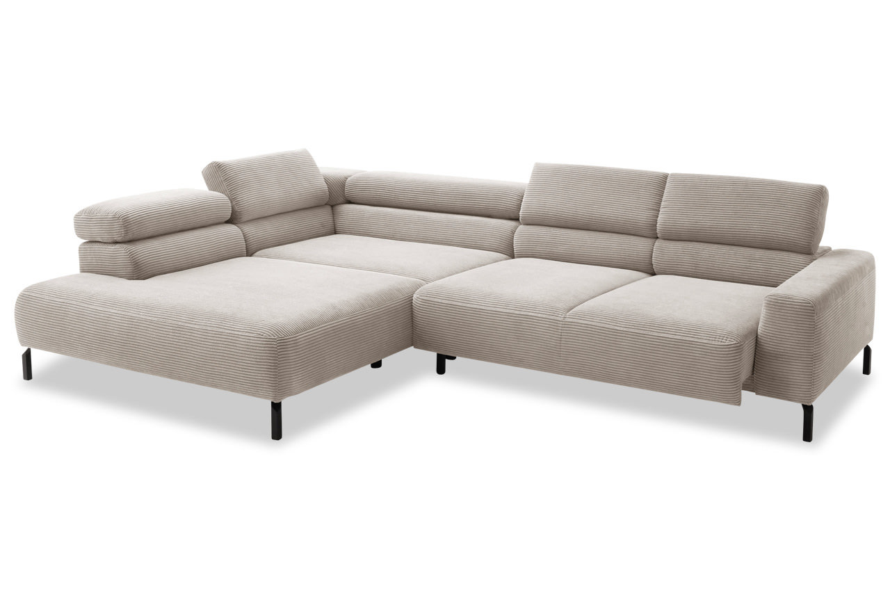 spring candy ecksofa mit ottomane links cord taupe sitztiefenverstellung