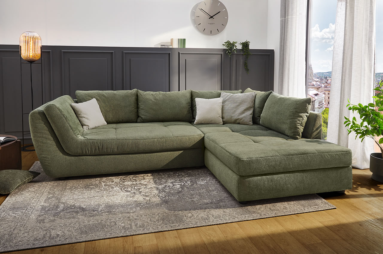 rascasse ecksofa rechts mittelstruktur stoff 430 03 gruen milieubild