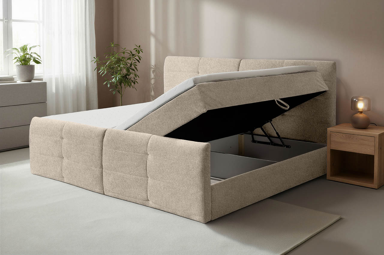 madeira boxspringbett 240x200 holms 23 beige milieubild mit bettkasten madeira boxspringbett 240x200 holms 23 beige milieubild mit bettkasten