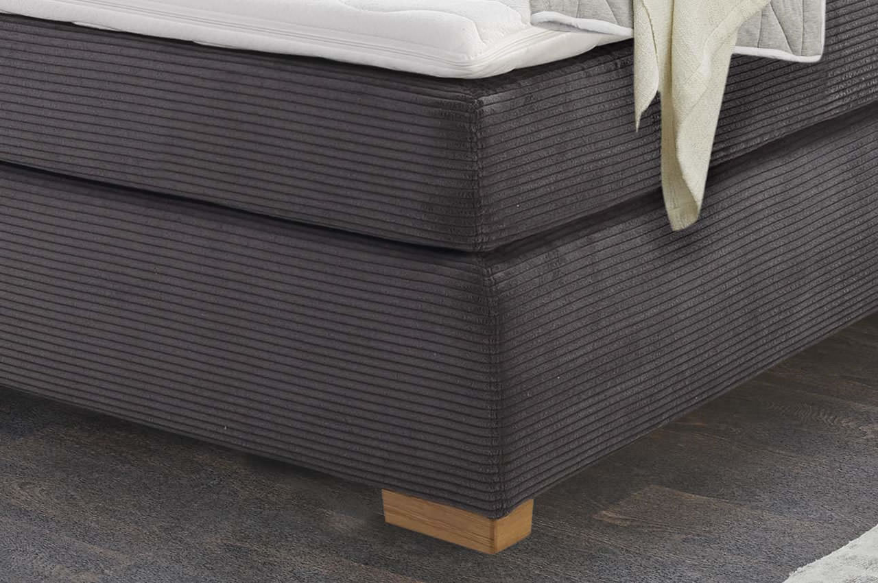romy boxspringbett 140x200 cord 426 09 grau detailbild fuss