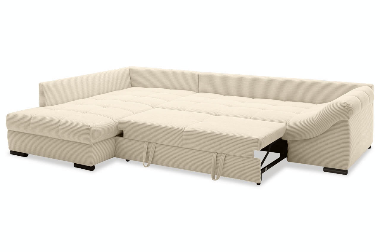 piedro ecksofa links cord stripes 8622 creme mit schlaffunktion ohne kissen