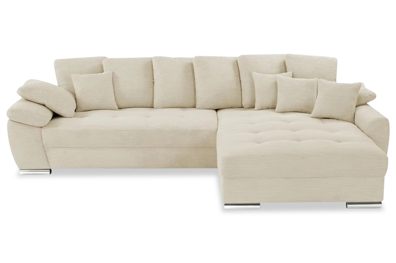 farina ecksofa rechts cordstoff stripes 8622 creme frontansicht