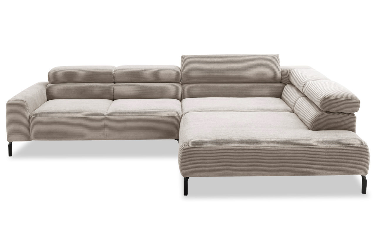 spring candy ecksofa mit ottomane rechts cord taupe frontansicht
