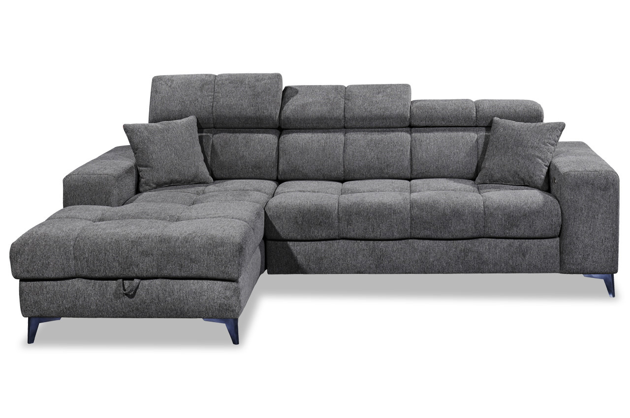 Ecksofa Sydney 2 links Glow 19 Anthrazit frontal