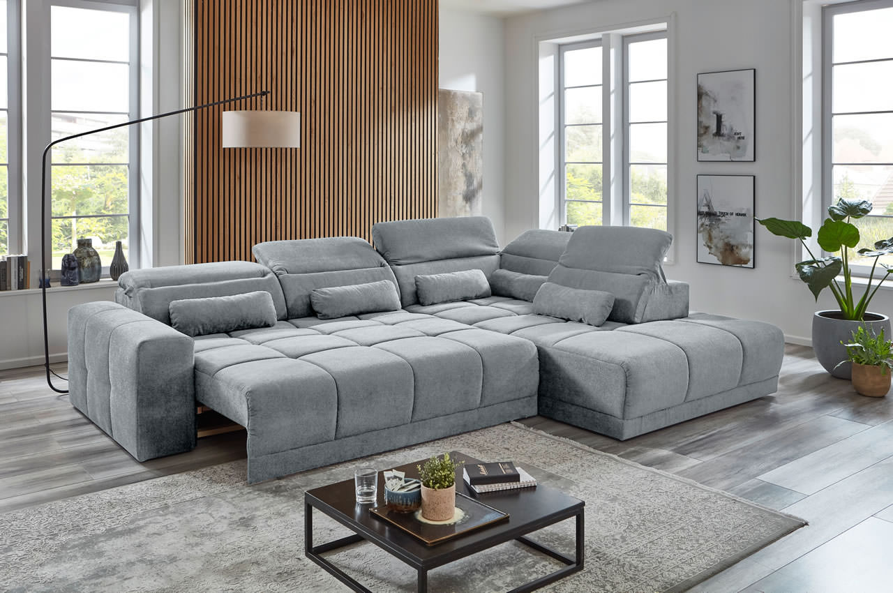 downtown ecksofa variante rechts microfaser aragon 90 hellgrau milieubild funktionen