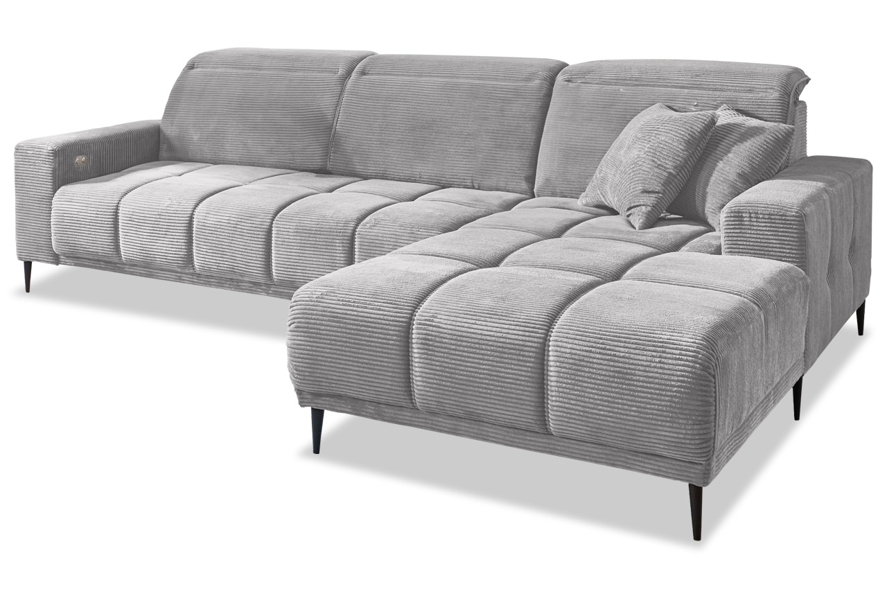 livorno ecksofa mit recamiere rechts cord stoff lincoln 86 grau