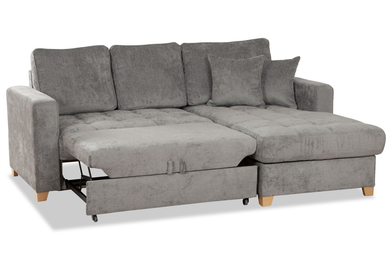 split ecksofa rechts 6113 hellgrau mit schlaffunktion