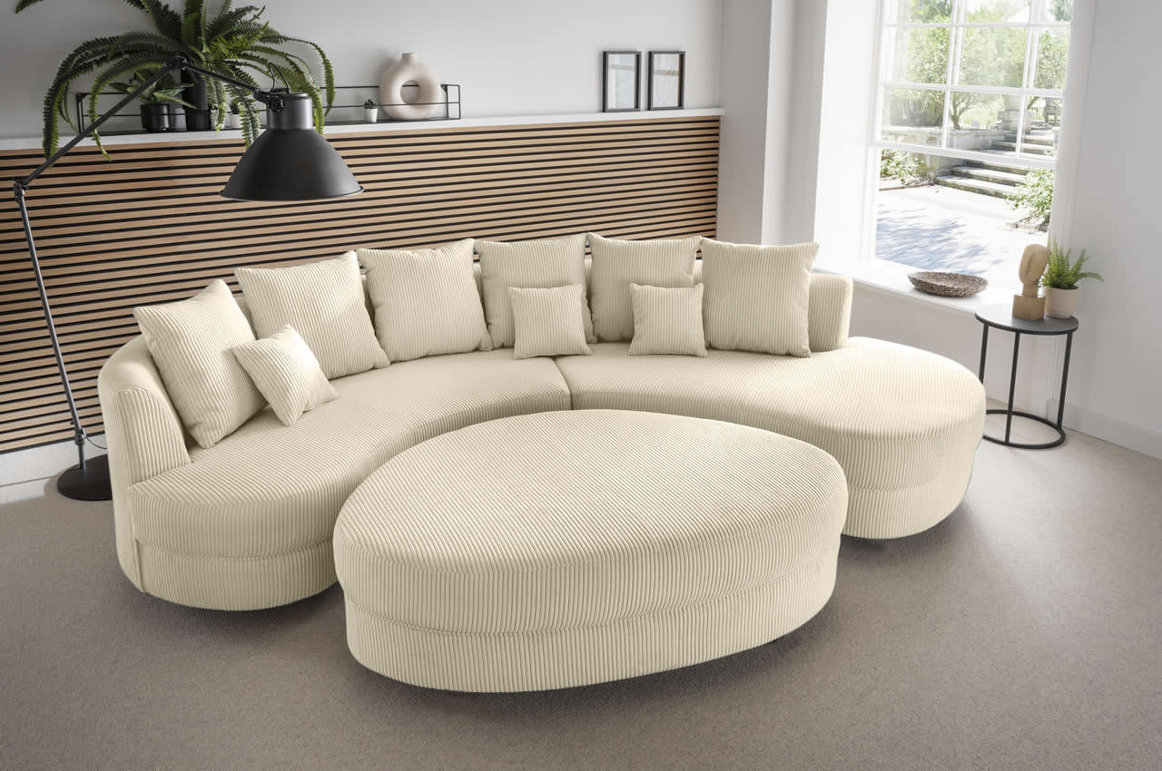 benformato sofa limoncello rechts cord stoff 4808 beige milieu mit hocker benformato sofa limoncello rechts cord stoff 4808 beige milieu mit hocker