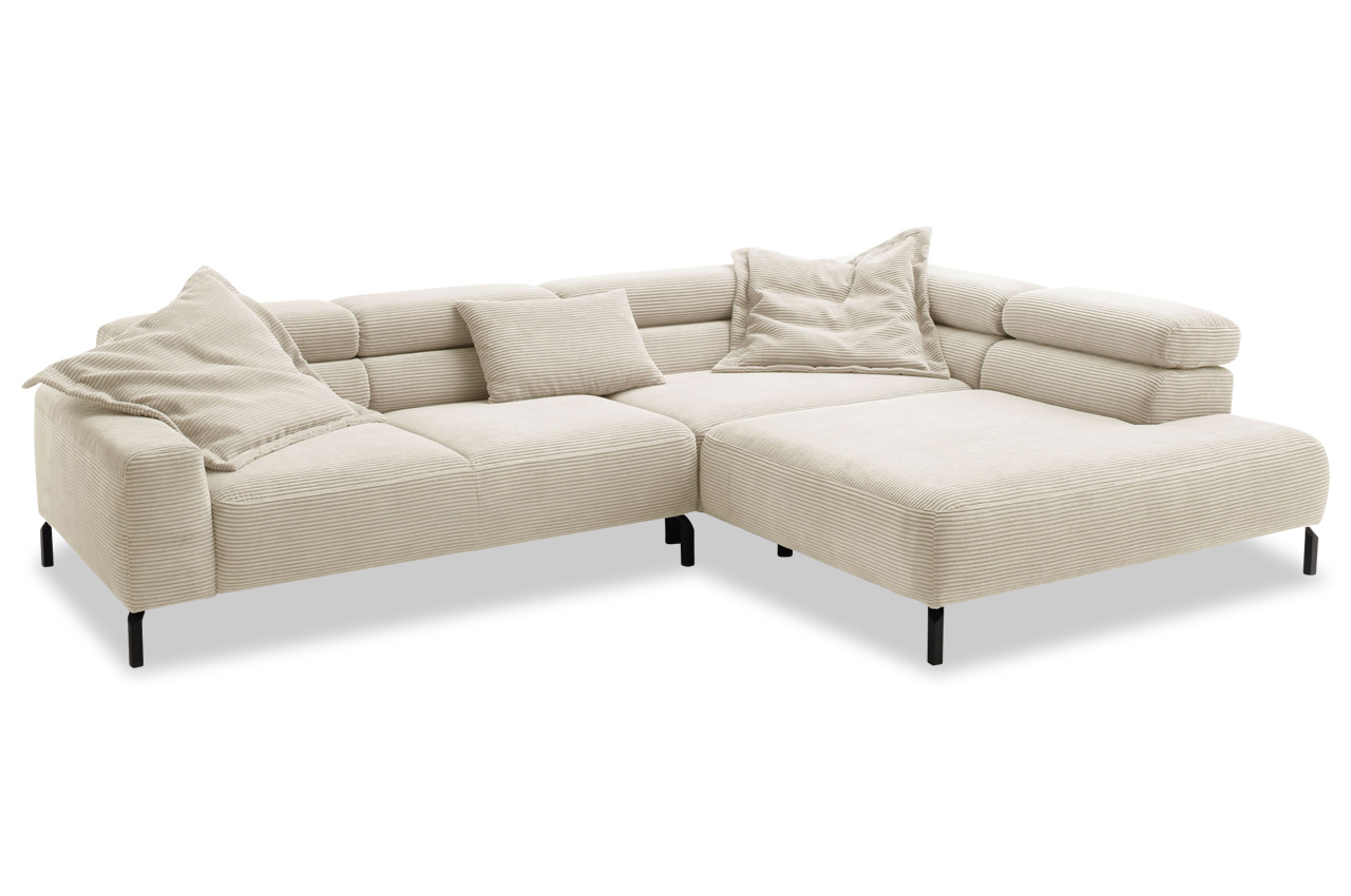 spring candy ecksofa mit ottomane rechts cord nature mit kissen