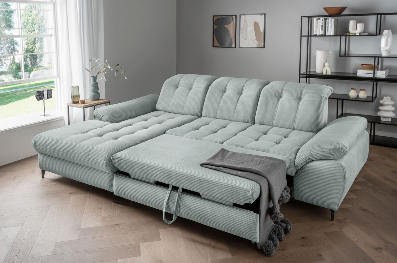 benformato delphino ecksofa variante links cord 4803 aqua milieubild schlaffunktion