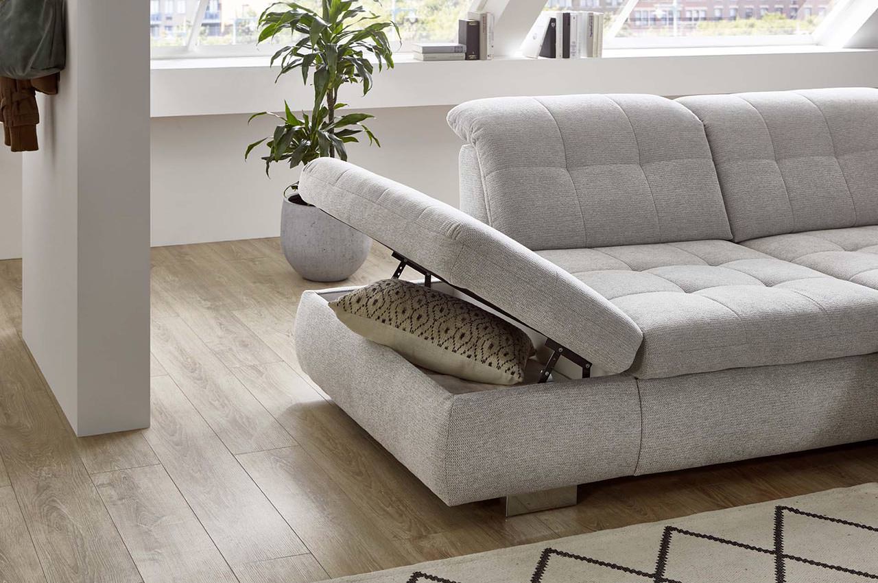 mp in17004 wohnlandschaft links stoff famosa silber milieu detailbild kleiner bettkasten