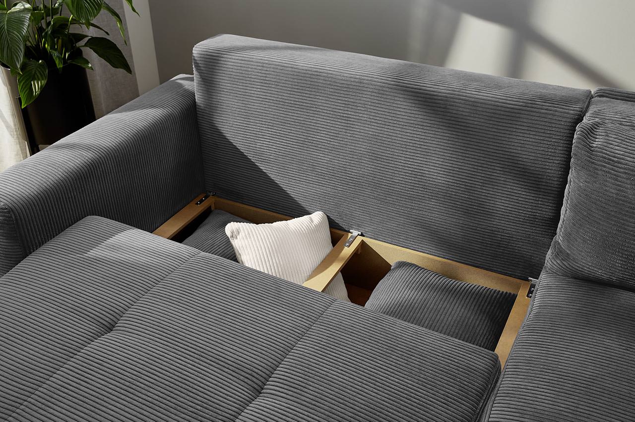 sunset ecksofa variante rechts cord 426 09 grau milieu detailbild bettkasten
