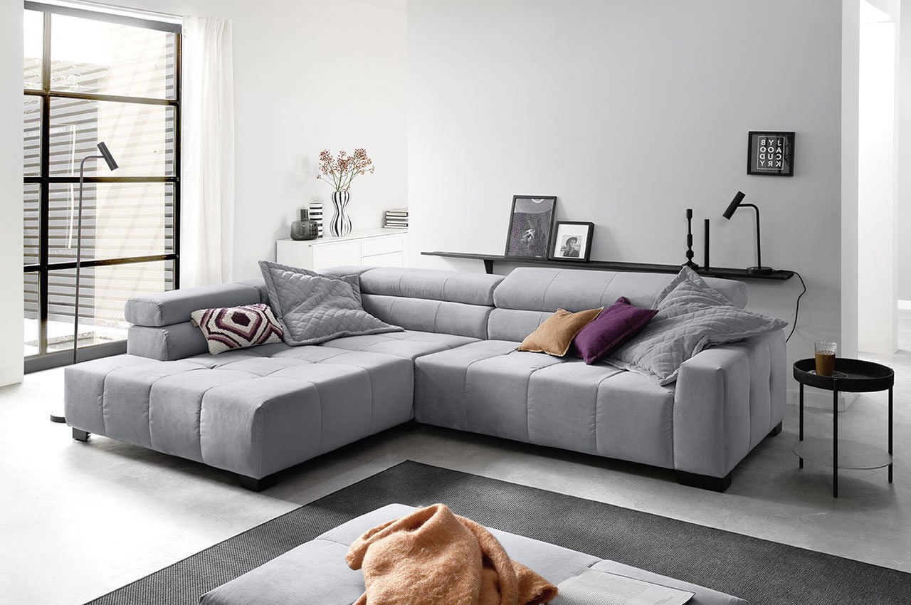 Ecksofa Denver links Velvet Hellgrau Ambiente