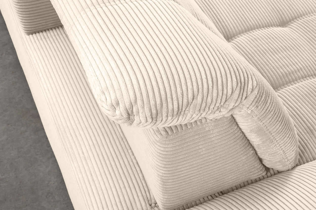benformato delphino ecksofa variante rechts cord 4808 beige milieu detailbild kopfteilverstellung