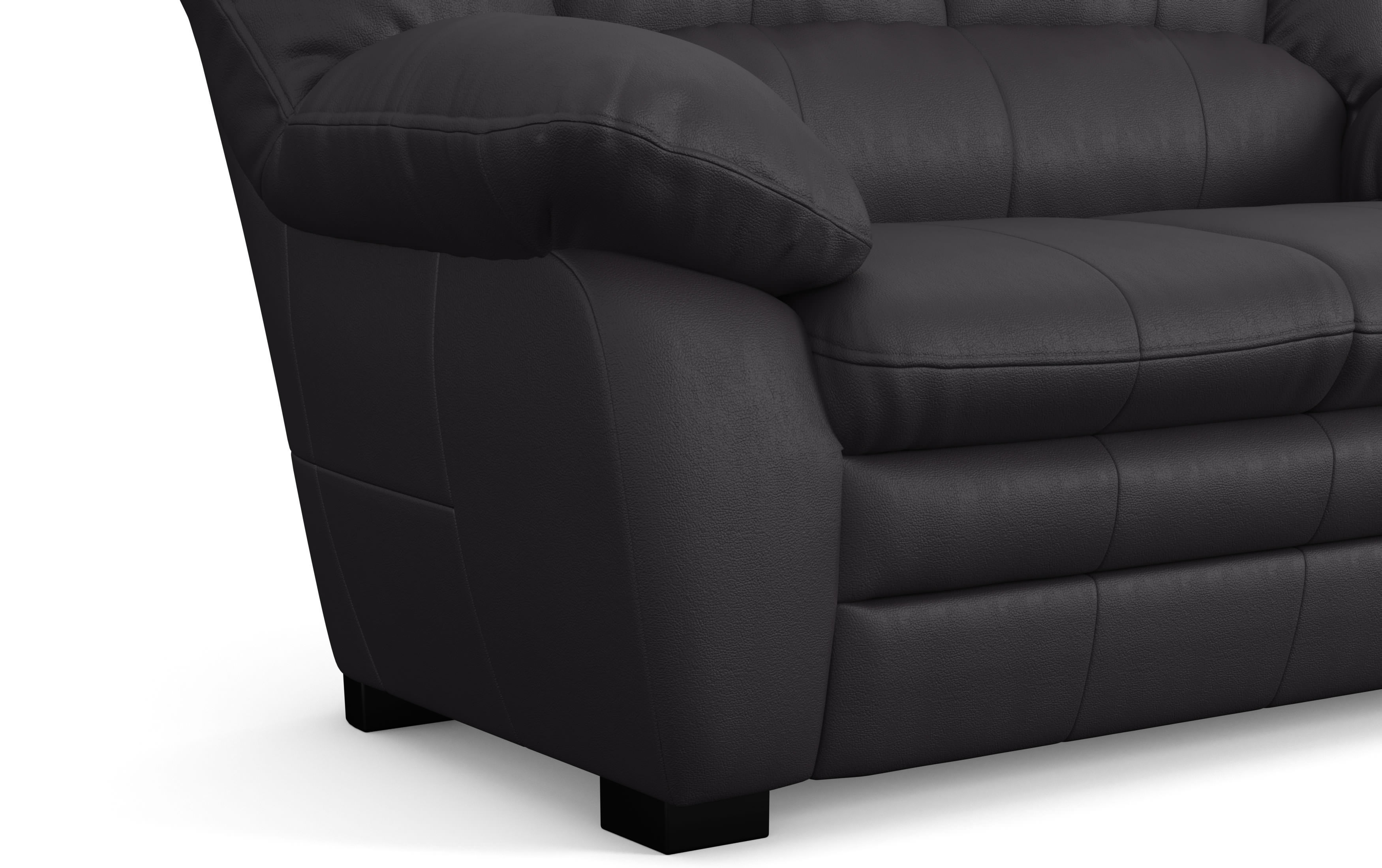 casino 2 er sofa von cotta echtleder pampas m9003 schwarz detailbild