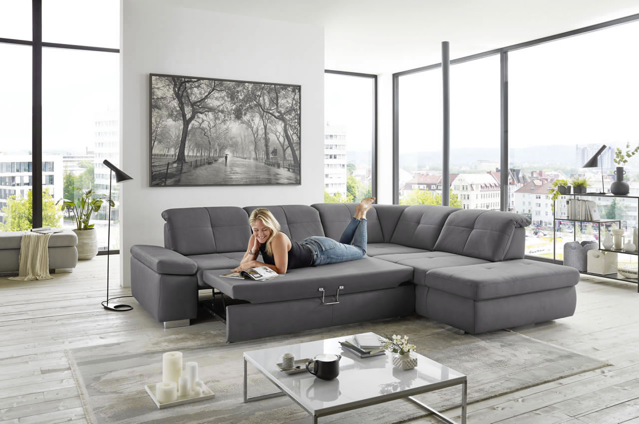 in16012 ecksofa variante rechts stoff mammut grau milieubild schlaffunktion 2 in16012 ecksofa variante rechts stoff mammut grau milieubild schlaffunktion 2