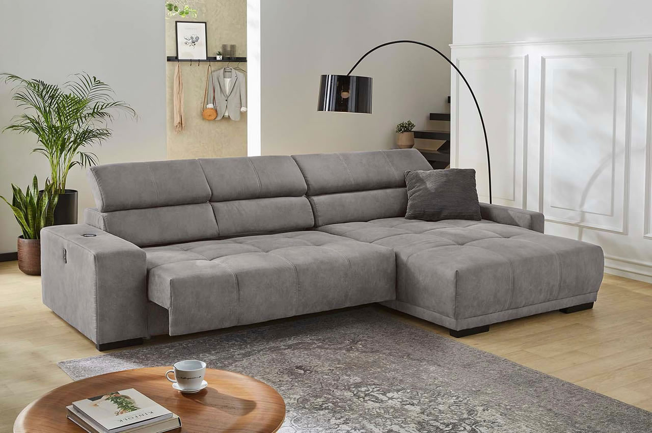 le mans ecksofa rechts stoff 415 19 grau milieubild elektrische verstellung