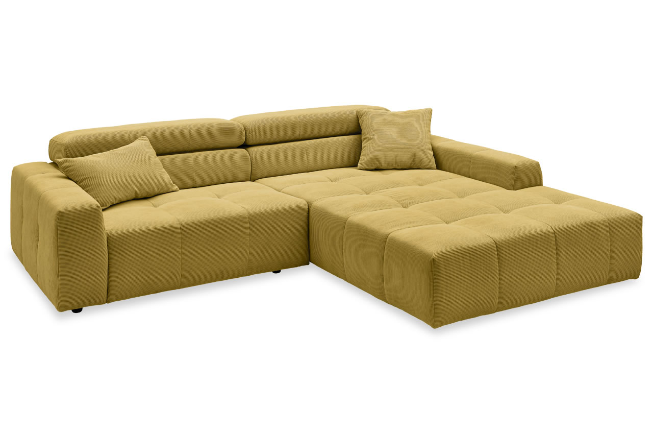 denver ecksofa recamiere rechts feincord pistazie mit kissen